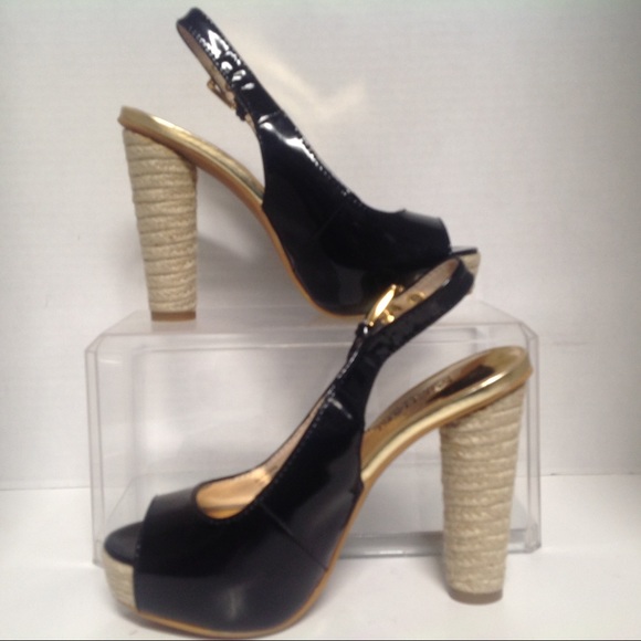 Michael Kors Shoes - Michael Kors Black Gold Patent Leather Slingbac 4